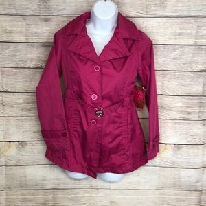 WEATHERTAMER Girls Peacoat Rain Jacket Medium